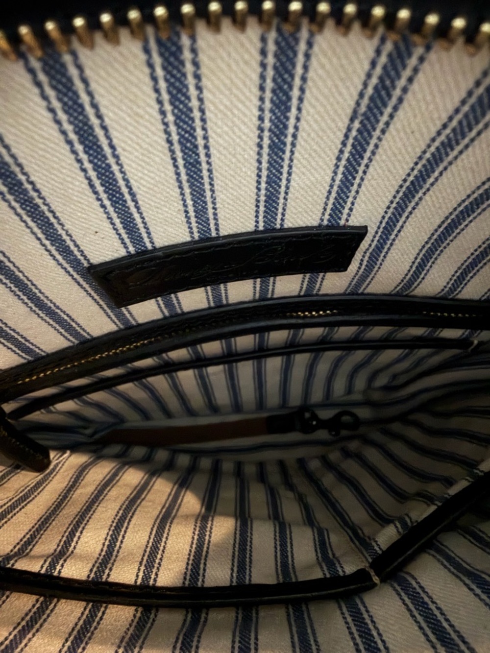 Dooney & Bourke Black Leather-Trim Striped Interior Tote - Picture 4 of 4